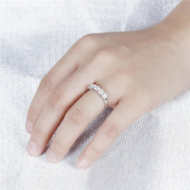 10k White / Yellow / Rose Gold 5 Stone Moissanite Anniversary Ring 1.25ct Total Moissanite Engagement Rings & Jewelry | Luxus Moissanite