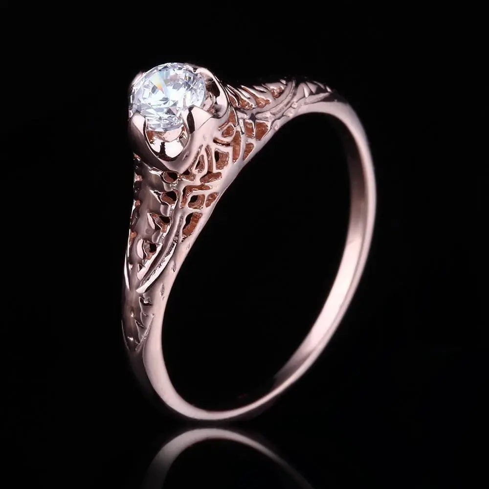 14k Rose Gold Vintage / Unique Moissanite Ring 0.3ct Moissanite Engagement Rings & Jewelry | Luxus Moissanite | Vintage Jewelry Engagement Rings