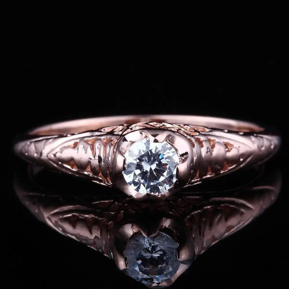 14k Rose Gold Vintage / Unique Moissanite Ring 0.3ct Moissanite Engagement Rings & Jewelry | Luxus Moissanite | Vintage Jewelry Engagement Rings