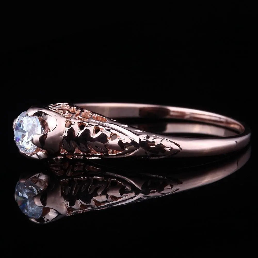 14k Rose Gold Vintage / Unique Moissanite Ring 0.3ct Moissanite Engagement Rings & Jewelry | Luxus Moissanite | Vintage Jewelry Engagement Rings