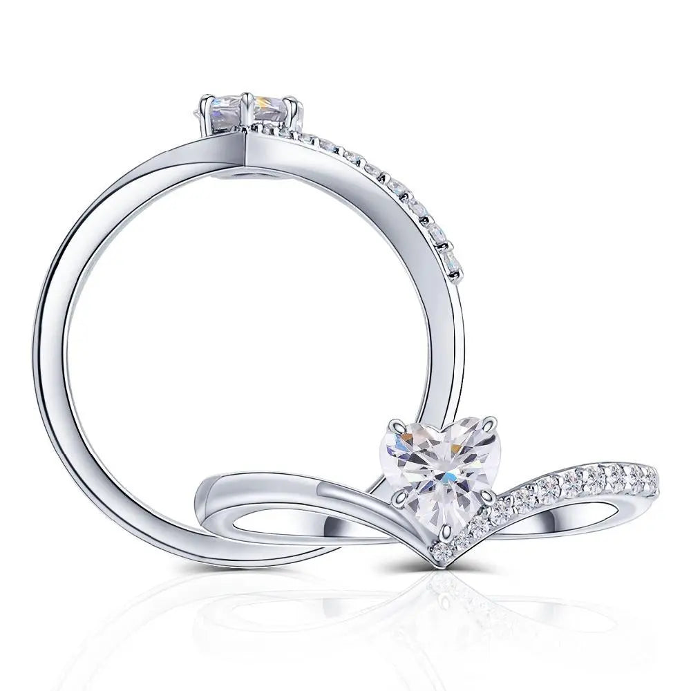 14k White / Yellow / Rose Gold Heart Cut Moissanite Ring 0.5ct Moissanite Engagement Rings & Jewelry | Heart Cut Moissanite Ring | Luxus Moissanite