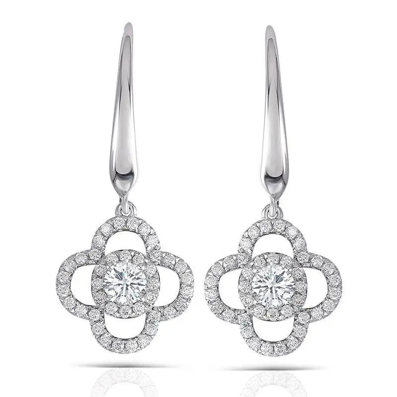 14k White Gold Drop Moissanite Earrings 0.5ctw Moissanite Engagement Rings & Jewelry | Luxus Moissanite | Cute Earrings Set
