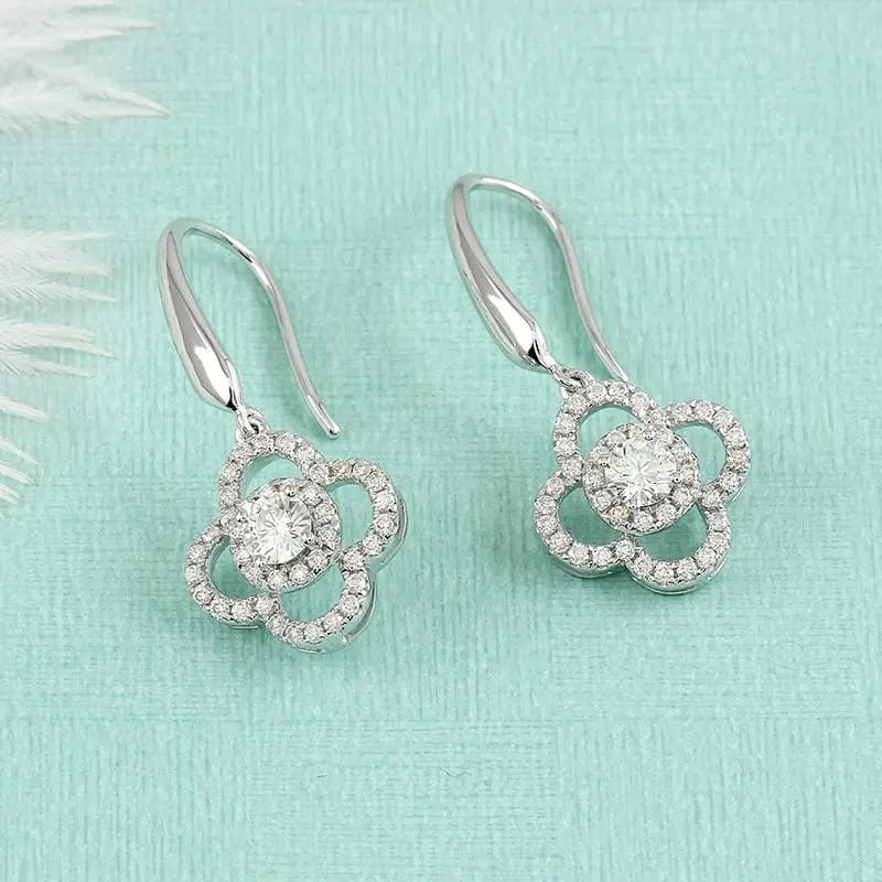 14k White Gold Drop Moissanite Earrings 0.5ctw Moissanite Engagement Rings & Jewelry | Luxus Moissanite | Cute Earrings Set