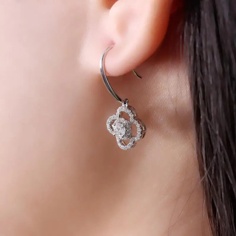 14k White Gold Drop Moissanite Earrings 0.5ctw Moissanite Engagement Rings & Jewelry | Cute Earrings Set | Luxus Moissanite