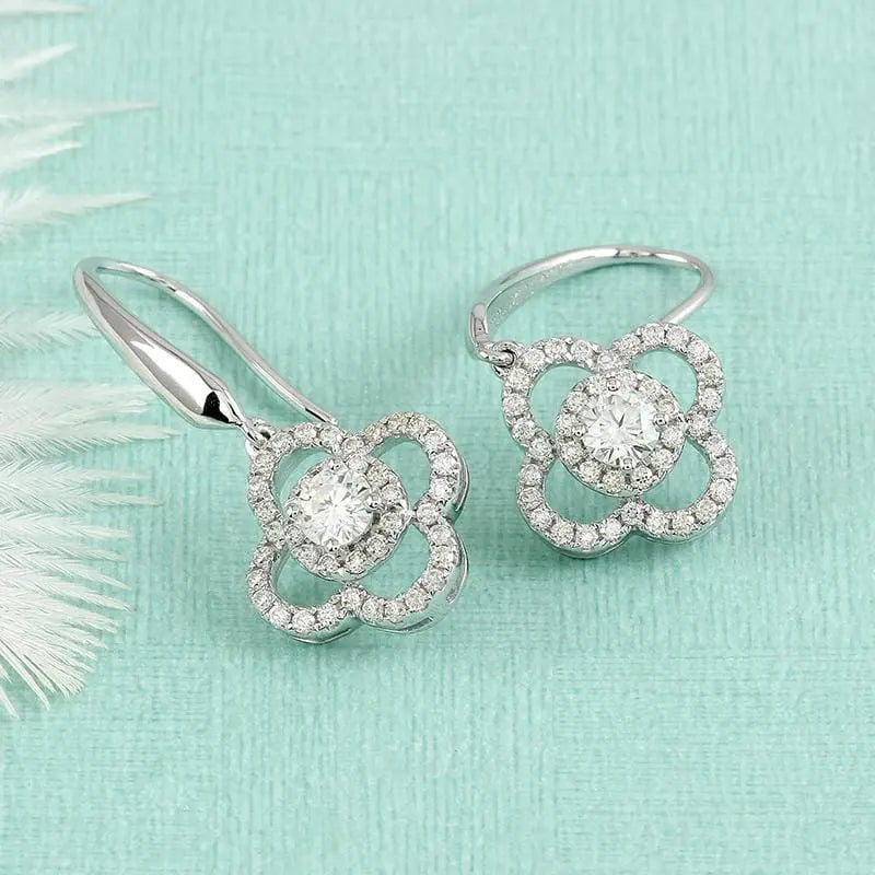14k White Gold Drop Moissanite Earrings 0.5ctw Moissanite Engagement Rings & Jewelry | Luxus Moissanite | Cute Earrings Set