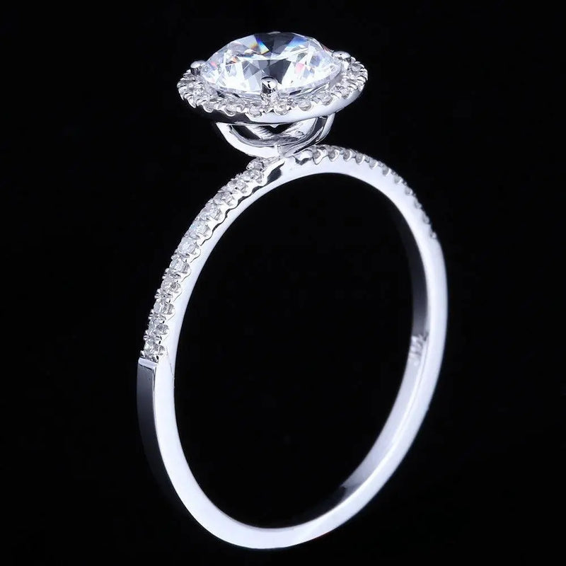 14k White Gold Halo Moissanite Ring 1ct Center Stone Moissanite Engagement Rings & Jewelry | Woman ring | Luxus Moissanite