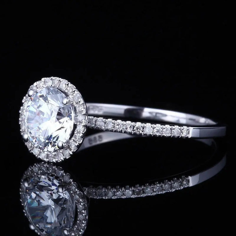14k White Gold Halo Moissanite Ring 1ct Center Stone Moissanite Engagement Rings & Jewelry | Woman ring |Luxus Moissanite