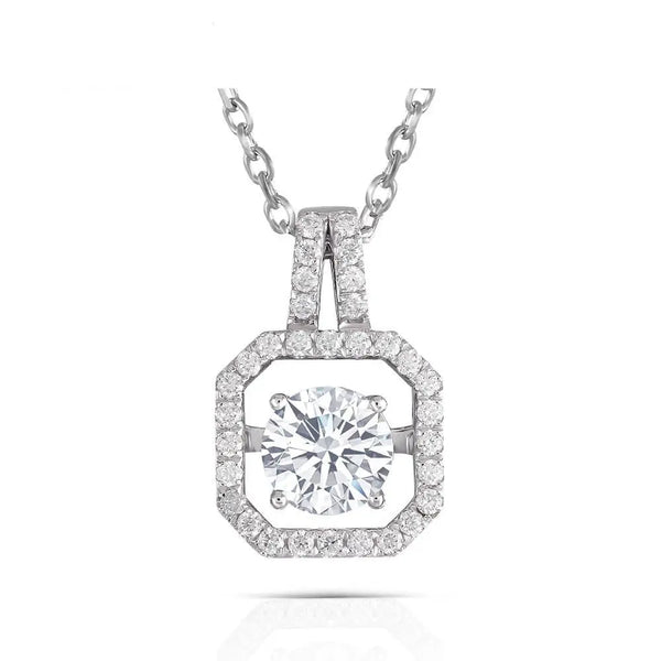 14k White Gold Moissanite Necklace / Pendant 1ct Center Stone Moissanite Engagement Rings & Jewelry | Best Necklace Gift  | Luxus Moissanite