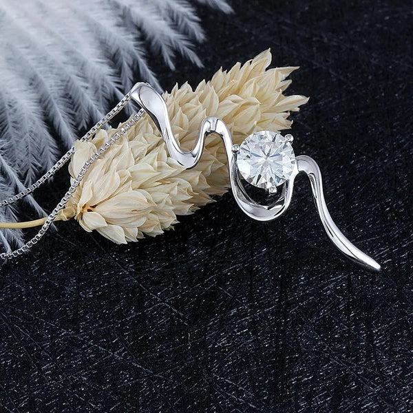 14k White Gold Moissanite Necklace / Pendant 1ct Moissanite Engagement Rings & Jewelry | 14k White Gold Necklace Women's | Luxus Moissanite