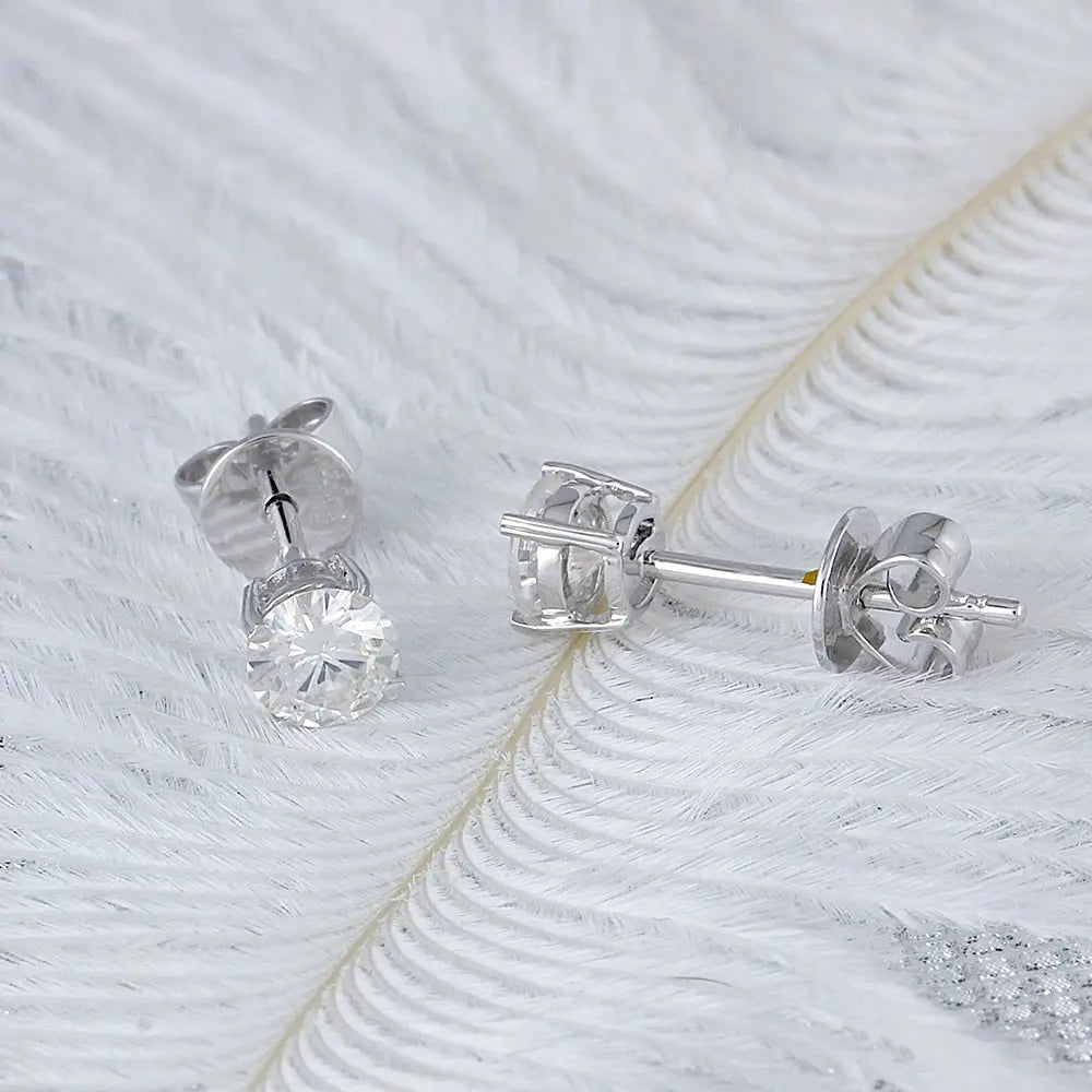 14k White Gold Moissanite Stud Earrings 1ctw Moissanite Engagement Rings & Jewelry | Stud Earrings Big | Luxus Moissanite