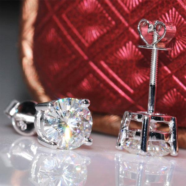 14k White Gold Moissanite Stud Earrings 2ctw Moissanite Engagement Rings & Jewelry | 14k White Gold Earrings |Luxus Moissanite