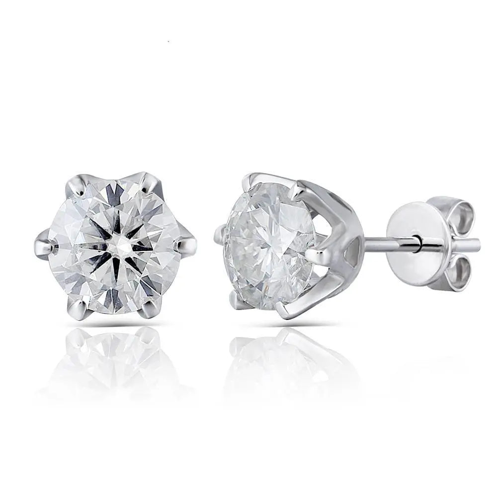 14k White Gold Moissanite Stud Earrings 2ctw & 2.3ctw Options Moissanite Engagement Rings & Jewelry | Luxus Moissanite | Beautiful Earrings for Women