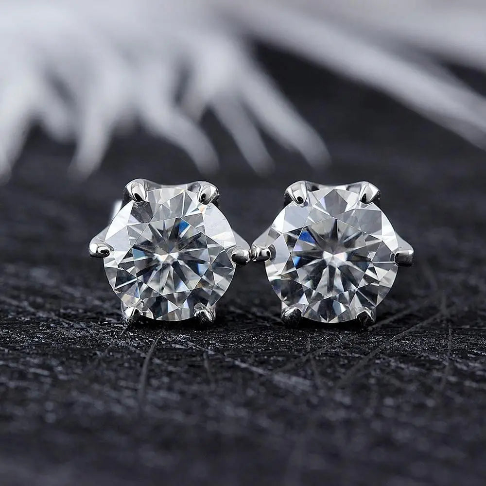 14k White Gold Moissanite Stud Earrings 2ctw & 2.3ctw Options Moissanite Engagement Rings & Jewelry | Luxus Moissanite | Beautiful Earrings for Women