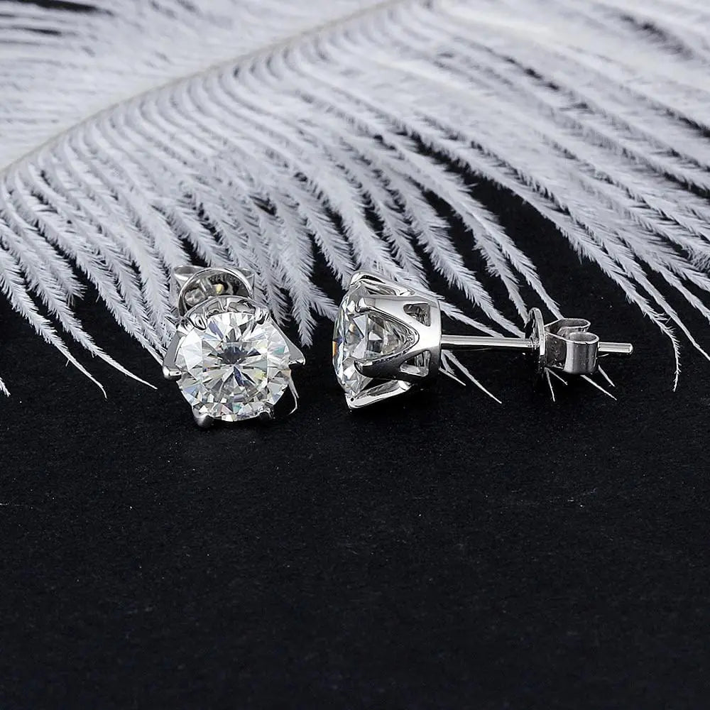 14k White Gold Moissanite Stud Earrings 2ctw & 2.3ctw Options Moissanite Engagement Rings & Jewelry | Luxus Moissanite | Beautiful Earrings for Women