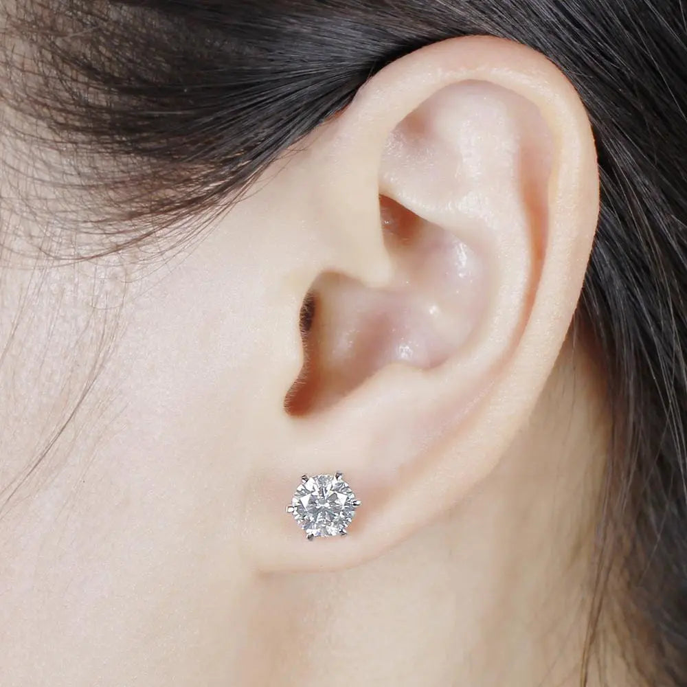 14k White Gold Moissanite Stud Earrings 2ctw & 2.3ctw Options Moissanite Engagement Rings & Jewelry | Luxus Moissanite | Beautiful Earrings for Women