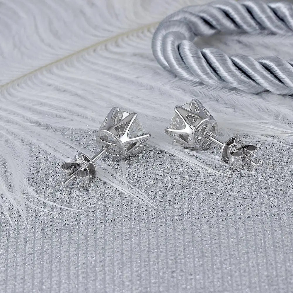 14k White Gold Moissanite Stud Earrings 2ctw & 2.3ctw Options Moissanite Engagement Rings & Jewelry | Luxus Moissanite | Beautiful Earrings for Women