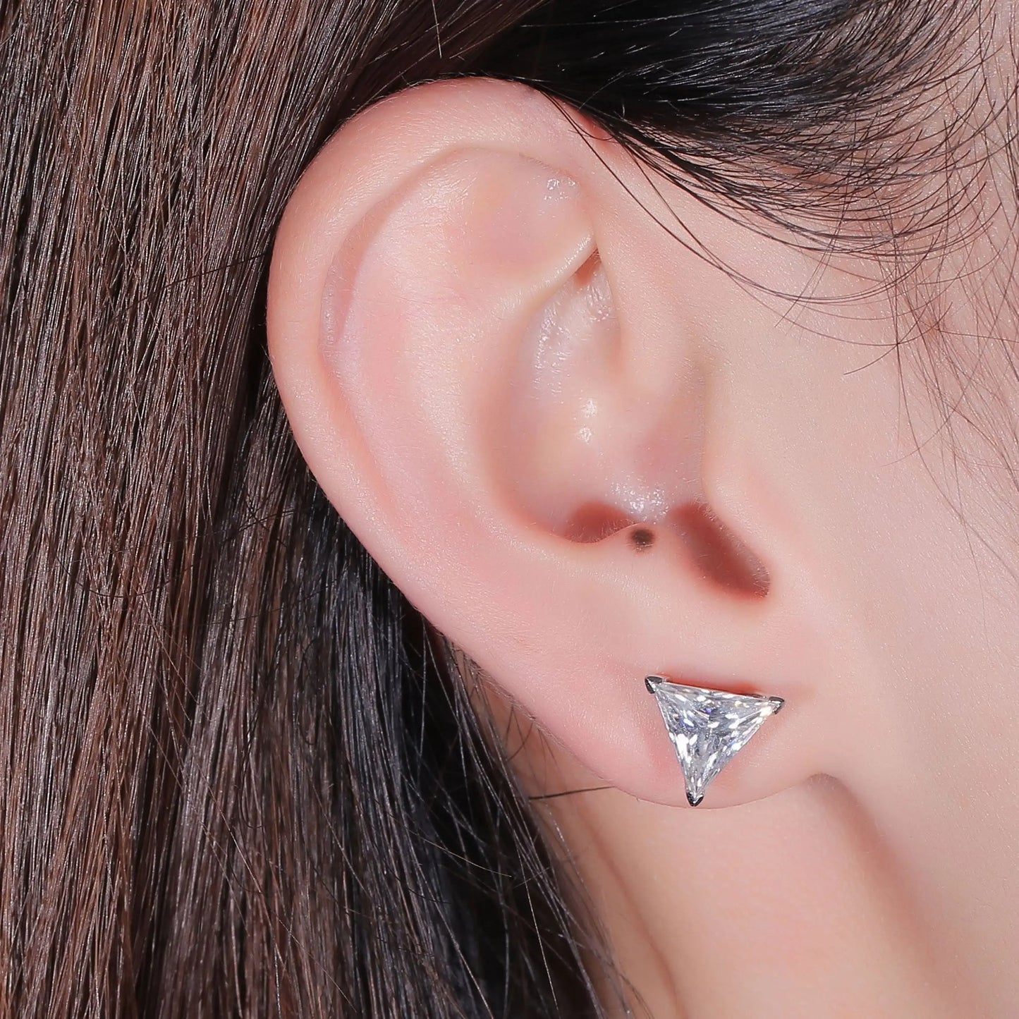 14k White Gold Moissanite Triangle Cut Stud Earrings 3.2ctw Moissanite Engagement Rings & Jewelry | Luxus Moissanite | Cool Earrings Studs