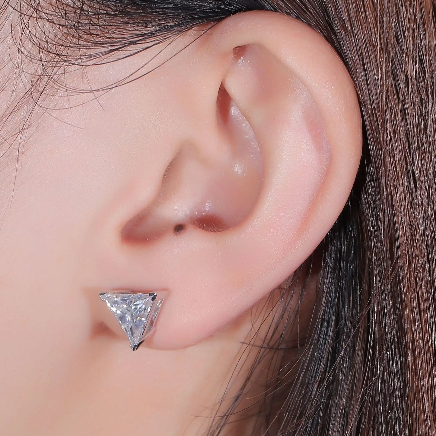 14k White Gold Moissanite Triangle Cut Stud Earrings 3.2ctw Moissanite Engagement Rings & Jewelry | Luxus Moissanite | Cool Earrings Studs