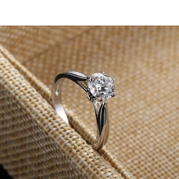 14k White Gold Solitaire Moissanite Ring 1ct Moissanite Engagement Rings & Jewelry | 1 Carat Engagement Ring | Luxus Moissanite