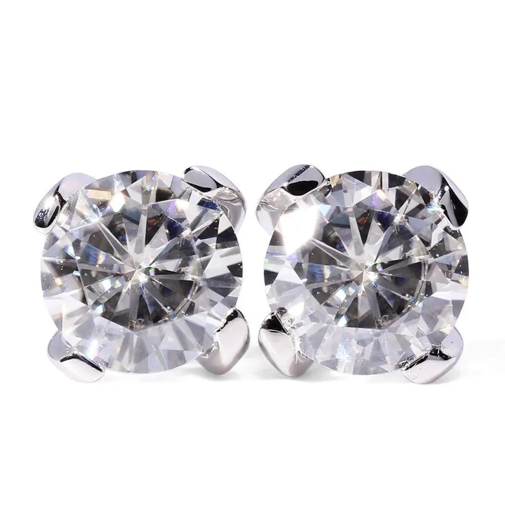 14k White Gold Stud Moissanite Earrings 1ctw Moissanite Engagement Rings & Jewelry | Luxus Moissanite | Modern Earrings