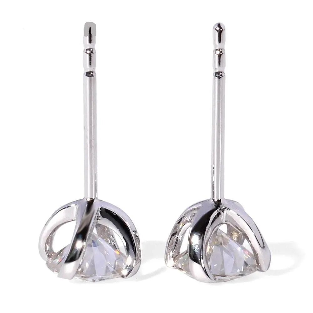 14k White Gold Stud Moissanite Earrings 1ctw Moissanite Engagement Rings & Jewelry | Luxus Moissanite | Modern Earrings