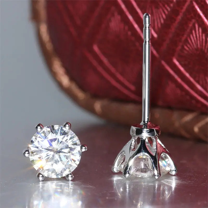 14k White Gold Stud Moissanite Earrings 1ctw Moissanite Engagement Rings & Jewelry | Luxus Moissanite | Stud Earrings Everyday