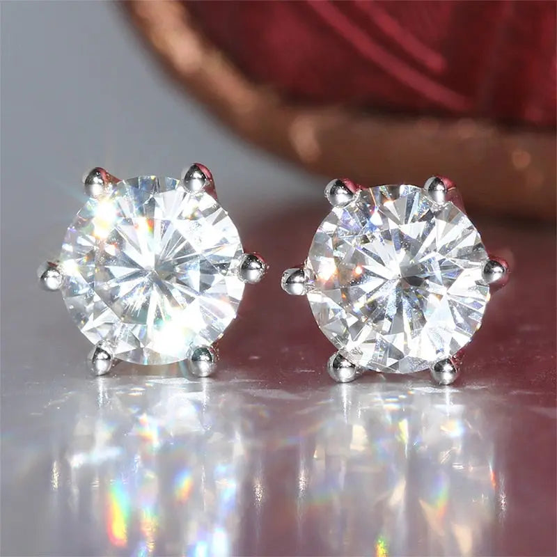 14k White Gold Stud Moissanite Earrings 1ctw Moissanite Engagement Rings & Jewelry | Luxus Moissanite | Stud Earrings Everyday