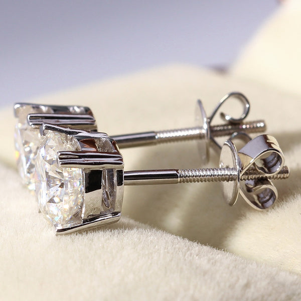 14k White Gold Stud Moissanite Earrings 2ctw Moissanite Engagement Rings & Jewelry | 14K Stud Earrings | Luxus Moissanite