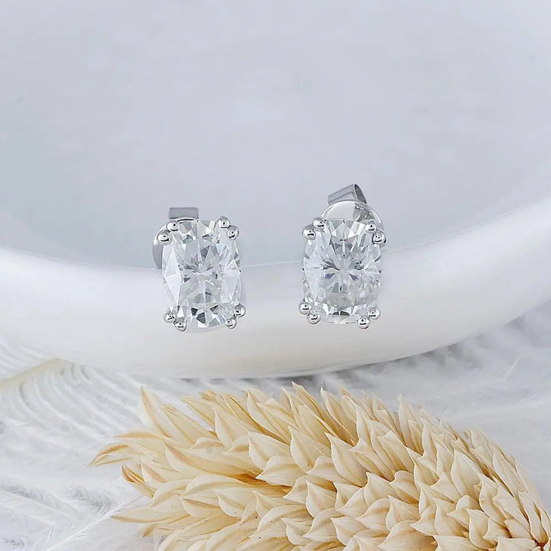 14k White Gold Stud Moissanite Earrings 2ctw Moissanite Engagement Rings & Jewelry | Stud Earrings Cute |Luxus Moissanite