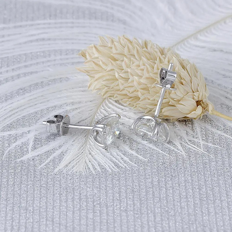 14k White Gold Stud Moissanite Earrings 2ctw Moissanite Engagement Rings & Jewelry | Stud Earrings Cute |Luxus Moissanite