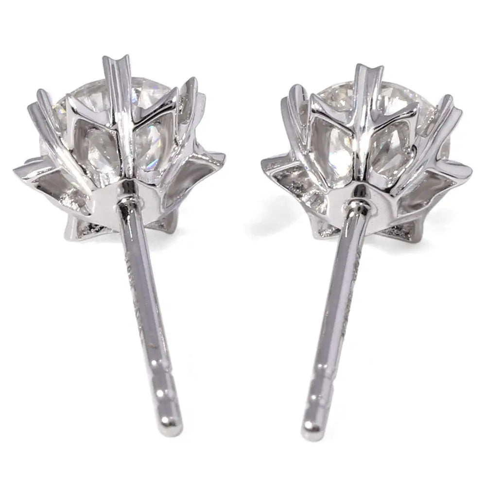 14k White Gold & Platinum Plated Silver Stud Moissanite Earrings 1.2ctw Moissanite Engagement Rings & Jewelry | Stud Earrings Jewelry | Luxus Moissanite