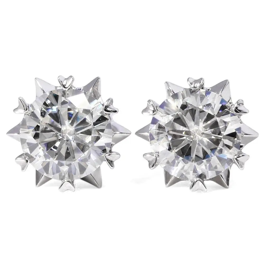 14k White Gold & Platinum Plated Silver Stud Moissanite Earrings 1.2ctw Moissanite Engagement Rings & Jewelry | Stud Earrings Jewelry | Luxus Moissanite