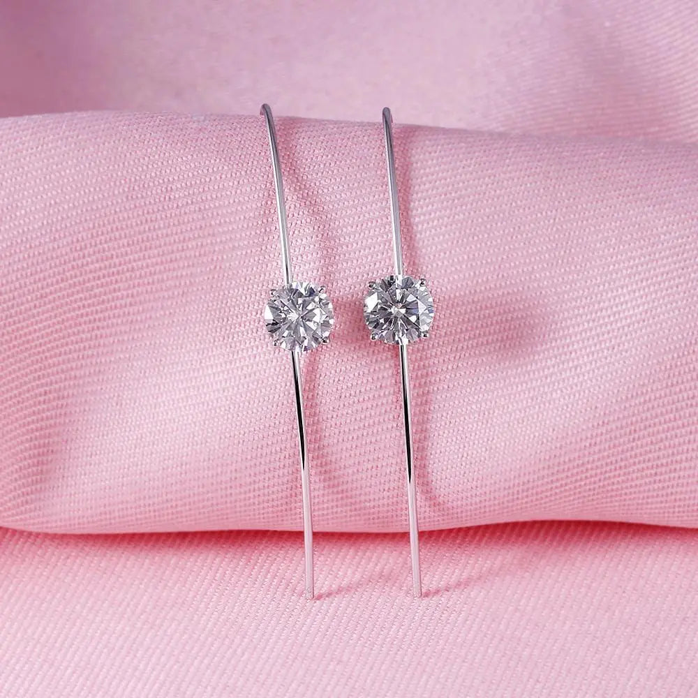 14k White, Yellow, Rose Gold Drop / Dangle Moissanite Earrings 2ctw Moissanite Engagement Rings & Jewelry | Luxus Moissanite
