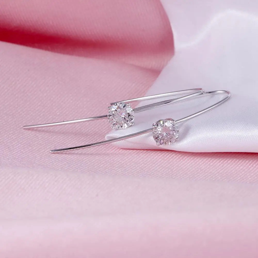14k White, Yellow, Rose Gold Drop / Dangle Moissanite Earrings 2ctw Moissanite Engagement Rings & Jewelry | Luxus Moissanite