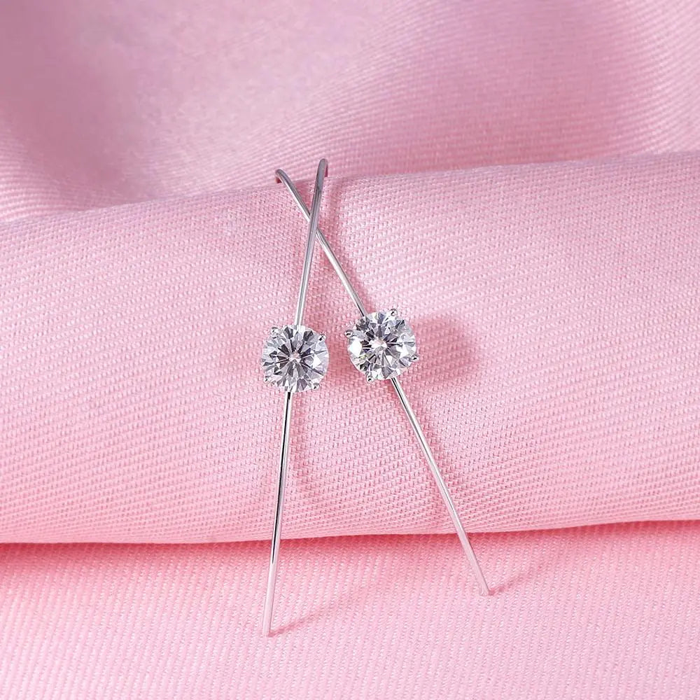 14k White, Yellow, Rose Gold Drop / Dangle Moissanite Earrings 2ctw Moissanite Engagement Rings & Jewelry | Luxus Moissanite