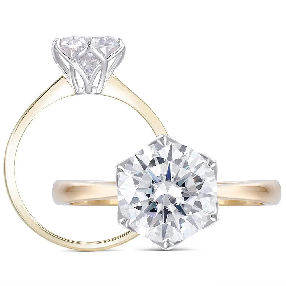 14k Yellow / White Gold Solitaire Moissanite Ring 2ct Moissanite Engagement Rings & Jewelry | Luxus Moissanite | 2 Carat Ring