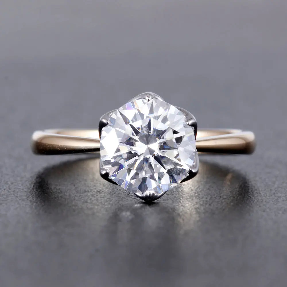 14k Yellow / White Gold Solitaire Moissanite Ring 2ct Moissanite Engagement Rings & Jewelry | Luxus Moissanite 2 Carat Ring 2 Carat Ring