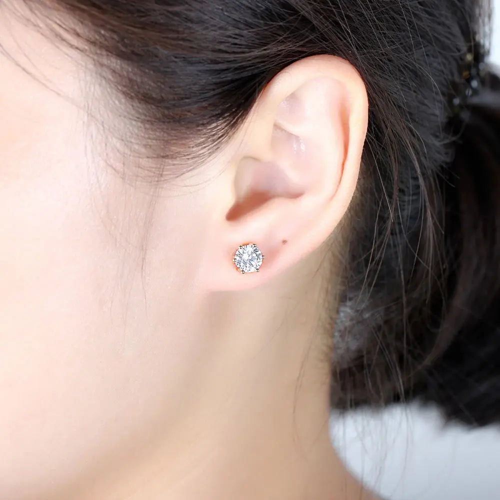 14k Yellow Gold Flower Shaped Stud Moissanite Earrings 2ctw Moissanite Engagement Rings & Jewelry | Luxus Moissanite | Earrings for Sale Online