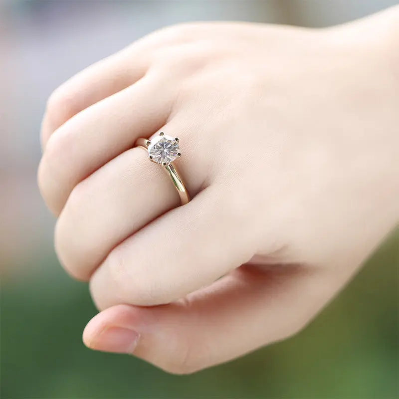 14k Yellow Gold Solitaire Moissanite Ring 2ct Moissanite Engagement Rings & Jewelry | Luxus Moissanite | 2 Carat Engagement Ring