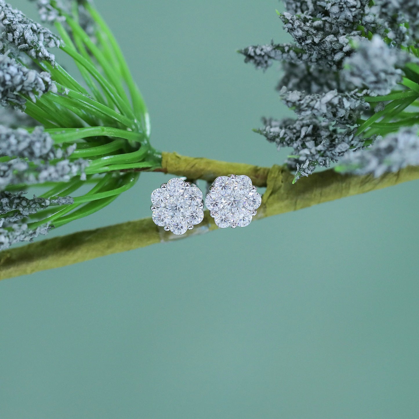 18k White Gold Halo Stud Moissanite Earrings 1.65ctw Moissanite Engagement Rings & Jewelry | Best Unique Earrings | Luxus Moissanite