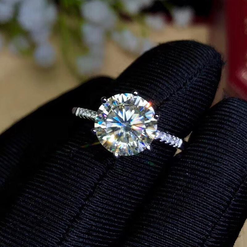 Platinum Plated Silver Moissanite Ring 1ct, 2ct, 3ct Options Moissanite Engagement Rings & Jewelry | Luxus Moissanite Engagement Ring 1 Carat