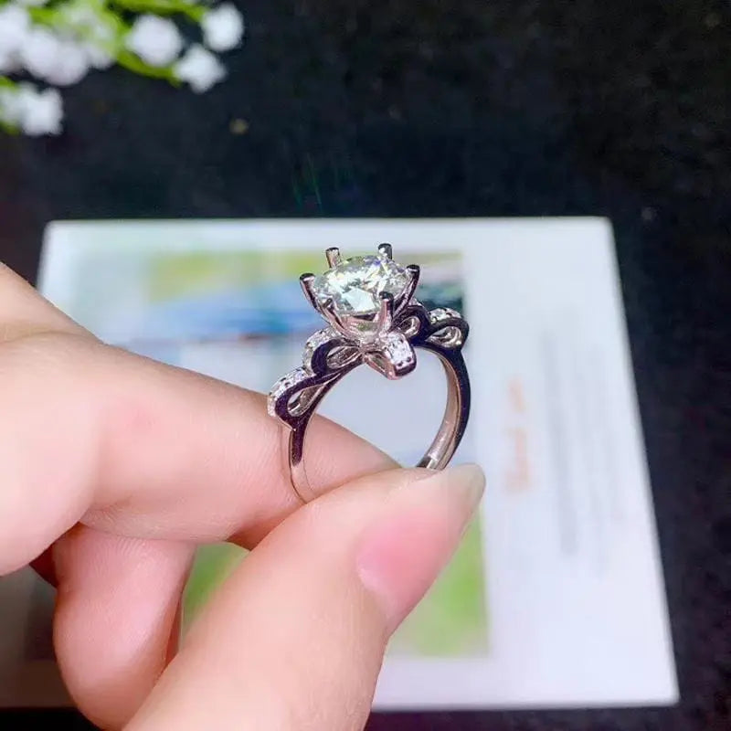 White Gold Plated Ribbon Moissanite Ring 0.5ct, 2ct, 3ct, Options Moissanite Engagement Rings & Jewelry | Luxus Moissanite | Most Beautiful Engagement Ring in the World