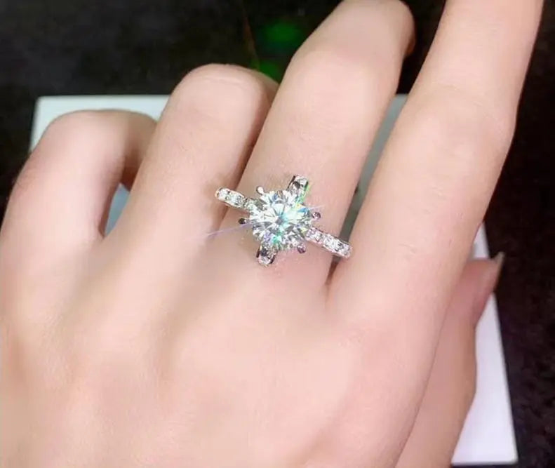 White Gold Plated Ribbon Moissanite Ring 0.5ct, 2ct, 3ct, Options Moissanite Engagement Rings & Jewelry | Luxus Moissanite | Most Beautiful Engagement Ring in the World