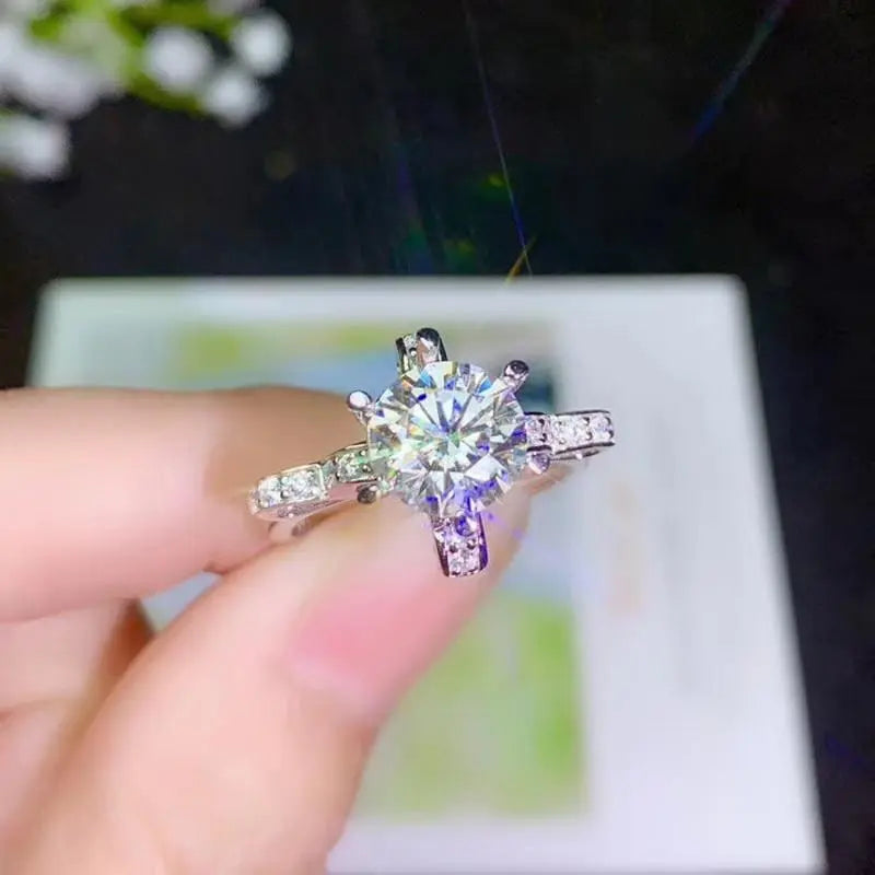 White Gold Plated Ribbon Moissanite Ring 0.5ct, 2ct, 3ct, Options Moissanite Engagement Rings & Jewelry | Luxus Moissanite
