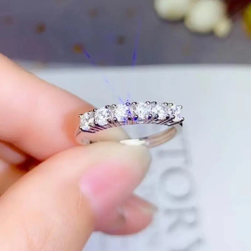 White Gold Plated Silver 6 Stone Moissanite Anniversary Ring 0.67ct Total Moissanite Engagement Rings & Jewelry | Beautiful Anniversary Ring | Luxus Moissanite