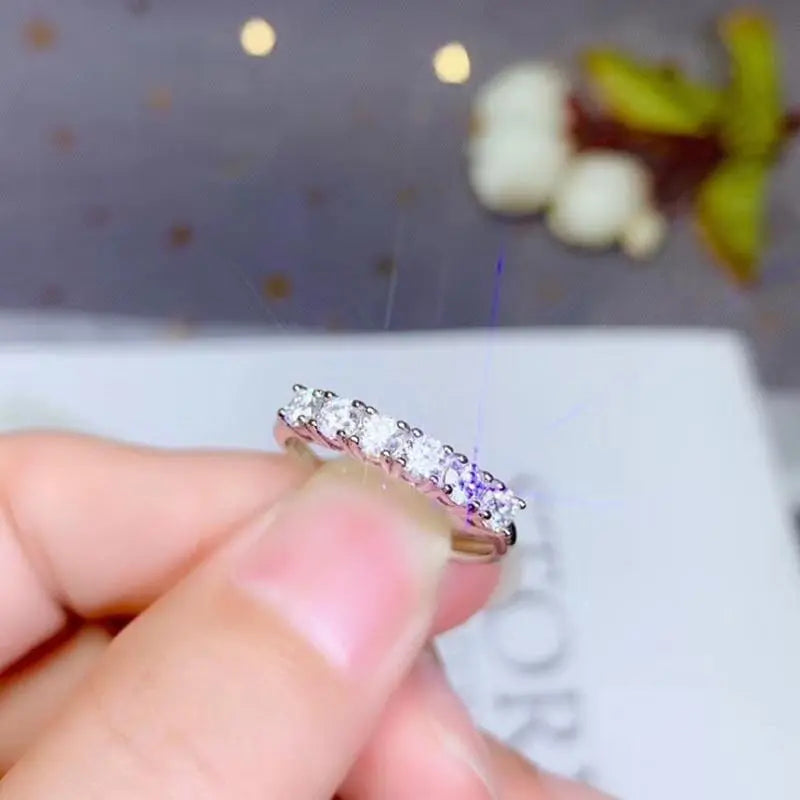 White Gold Plated Silver 6 Stone Moissanite Anniversary Ring 0.67ct Total Moissanite Engagement Rings & Jewelry | Luxus Moissanite | Beautiful Anniversary Ring