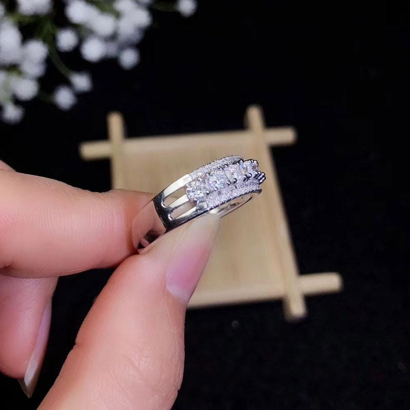 White Gold Plated Silver 7 Stone Moissanite Anniversary Ring 0.77ct Moissanite Engagement Rings & Jewelry  White Gold Plated Silver 7 Stone Moissanite Anniversary Ring for Her 0.77ct| Luxus Moissanite