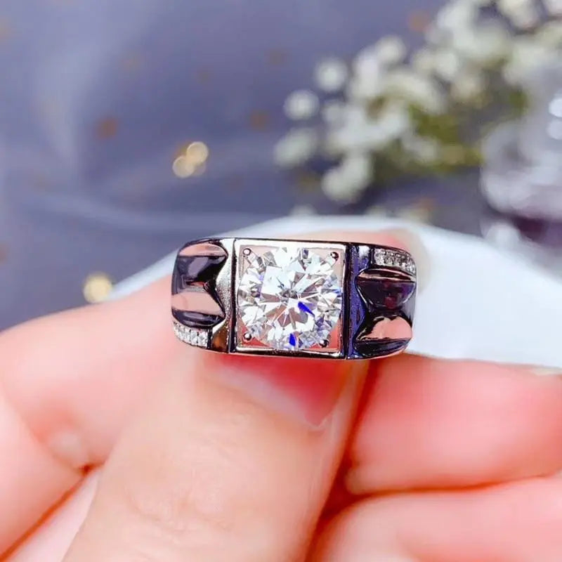 White Gold Plated Silver Wide Band Moissanite Ring 1ct, 2ct Options Moissanite Engagement Rings & Jewelry | Luxus Moissanite | Most Beautiful Engagement Ring Ever