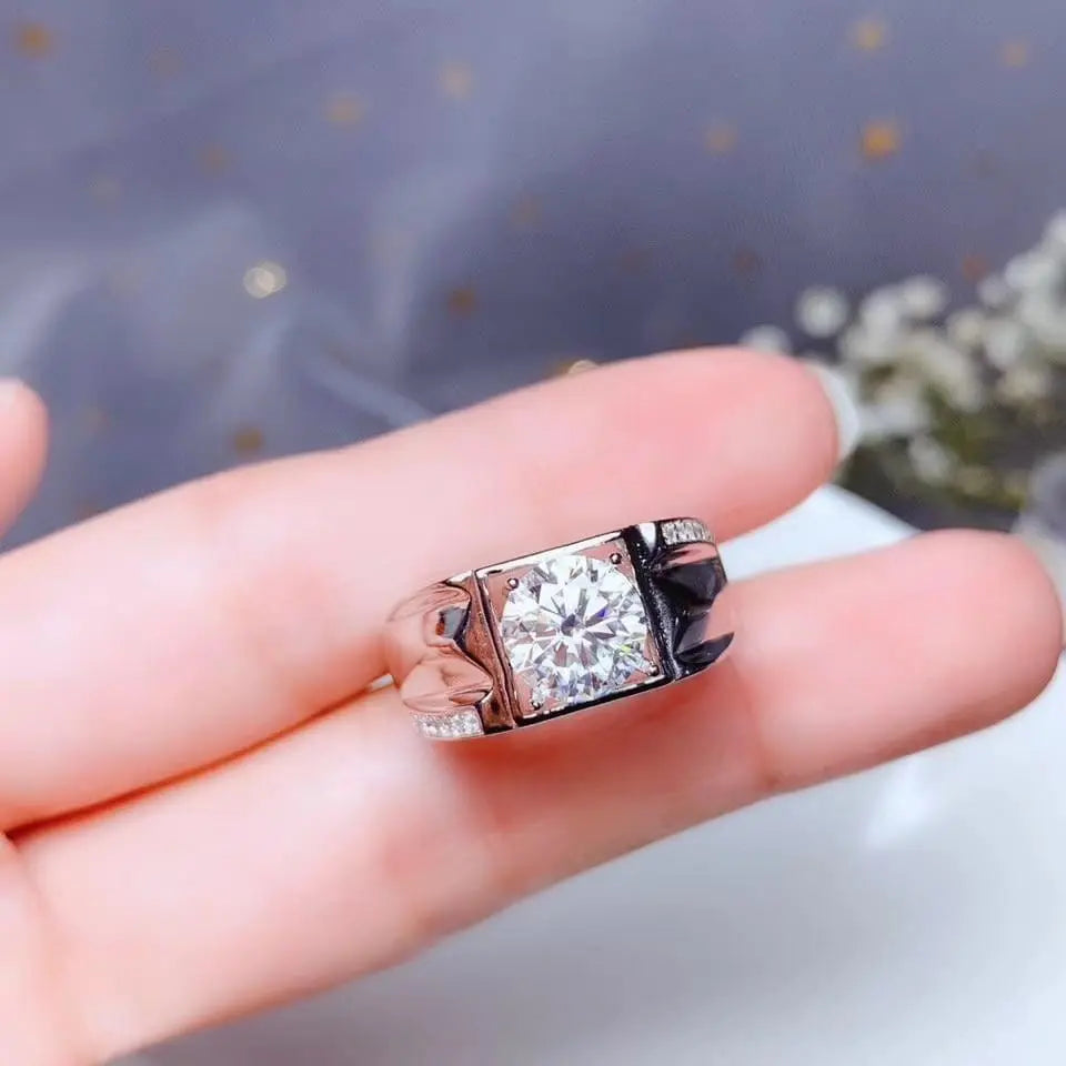 White Gold Plated Silver Wide Band Moissanite Ring 1ct, 2ct Options Moissanite Engagement Rings & Jewelry | Luxus Moissanite | Most Beautiful Engagement Ring Ever