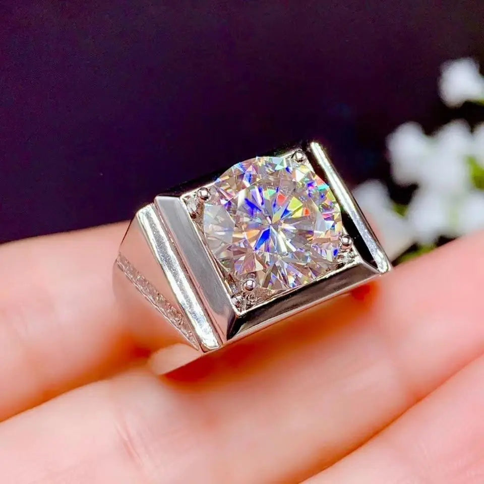 White Gold Plated Silver Wide Band Moissanite Ring 5ct Stone Moissanite Engagement Rings & Jewelry | Luxus Moissanite | Most Beautiful Wedding Ring Ever